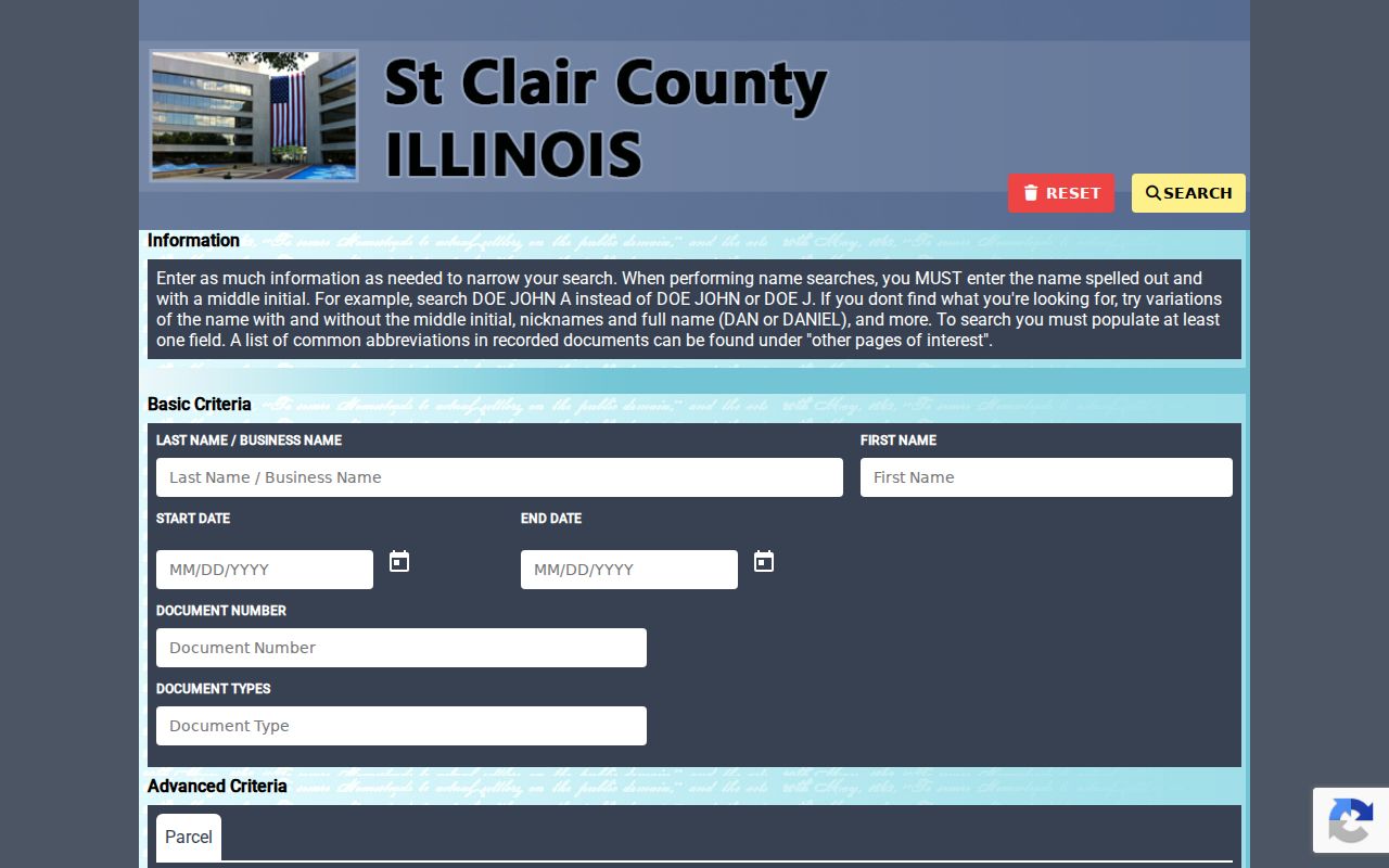 St. Clair County residents directory AVA recorder index search