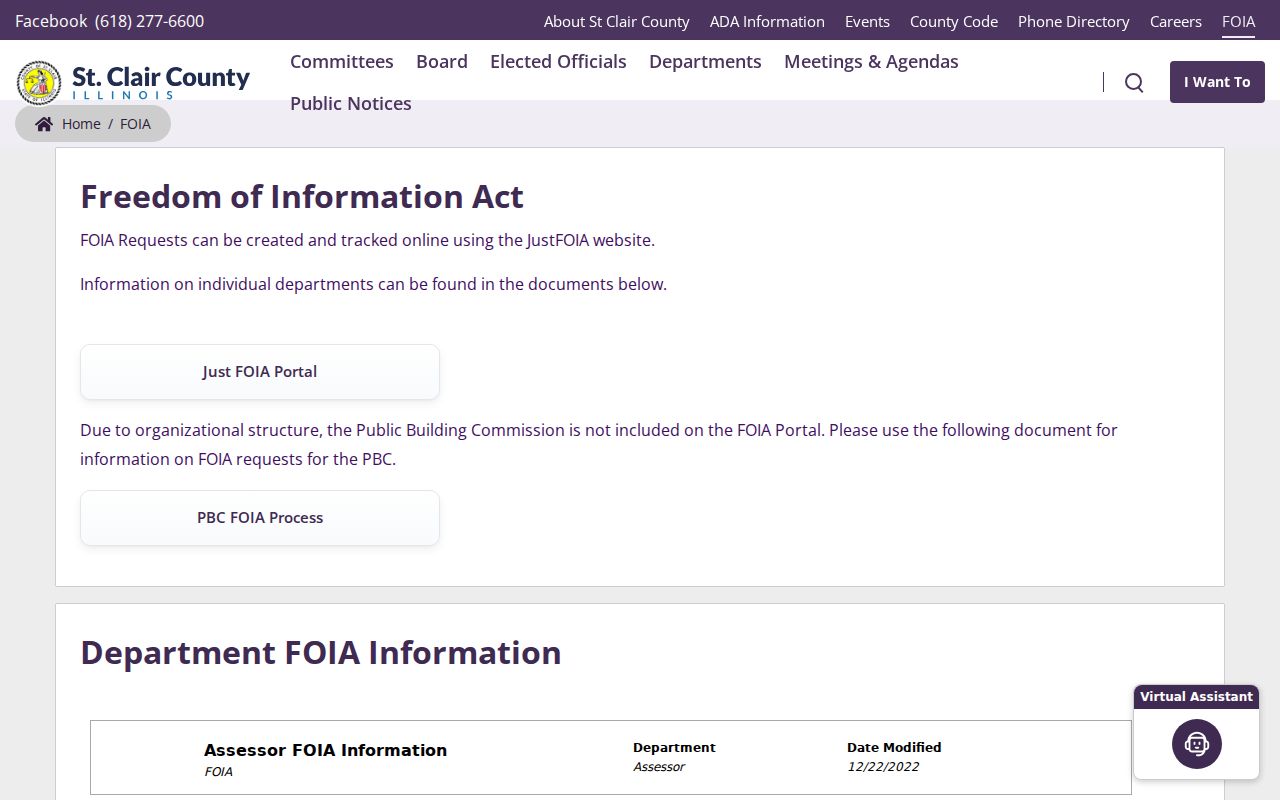 St. Clair County residents directory FOIA request page