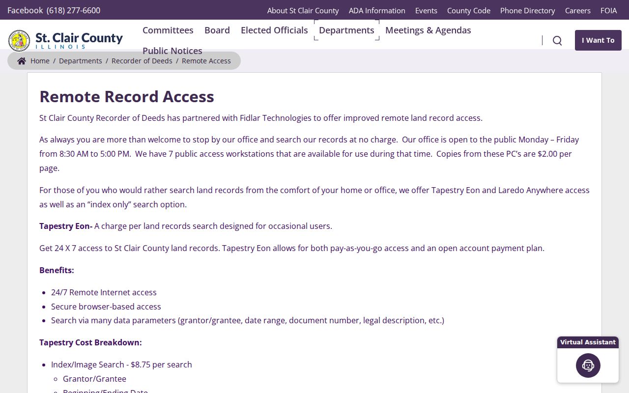 St. Clair County neighbors deed research remote access options