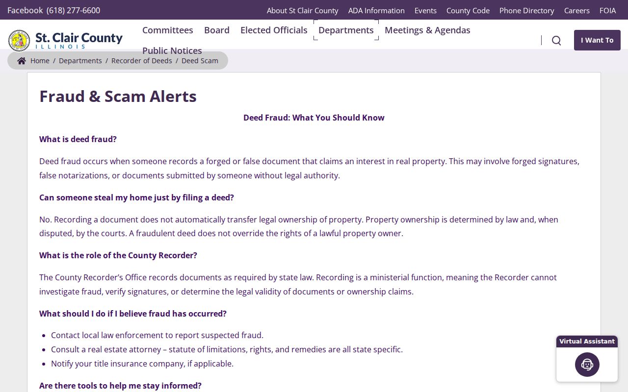 St. Clair County neighbors deed fraud alert information