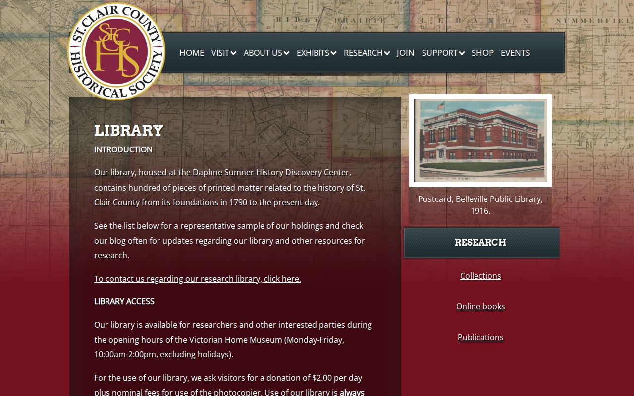 St. Clair County previous residents historical society library