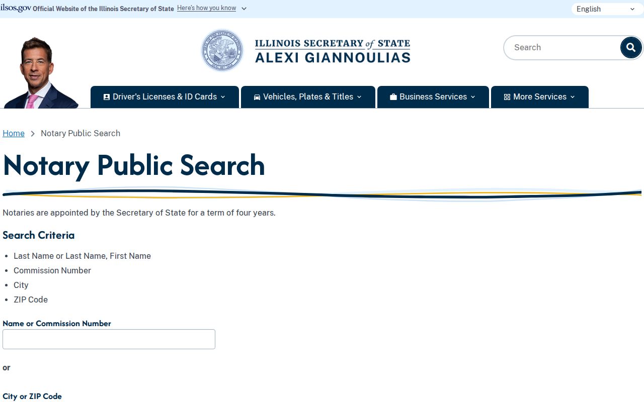 St. Clair County resident lookup using the Illinois notary search